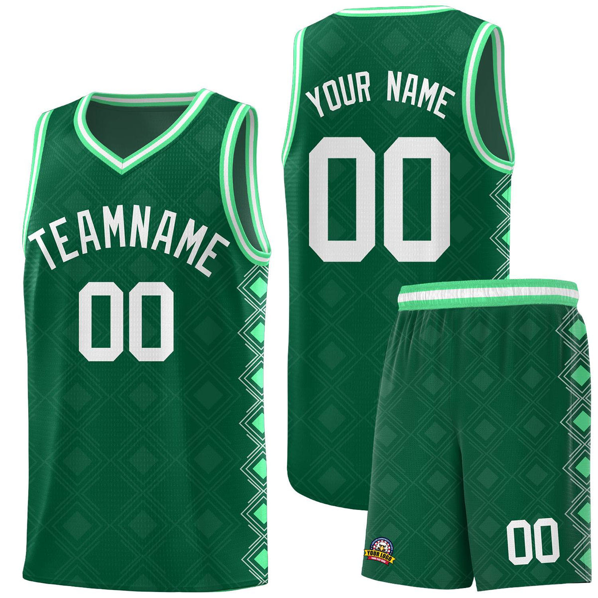 Custom Kelly Green Side Blocks Sports Uniform Basketball Jersey|KXKSHOP
