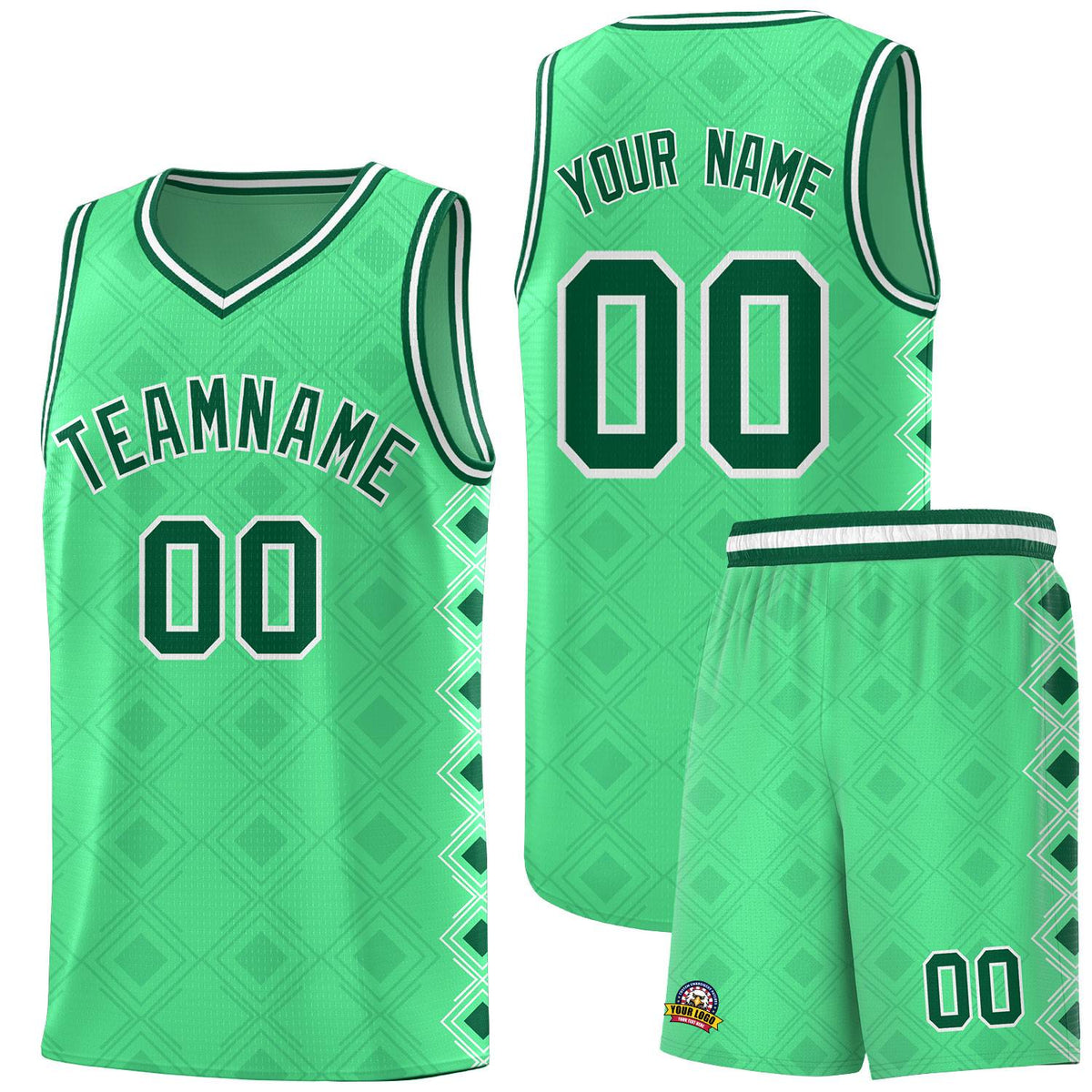 Custom Bright Green Side Blocks Sports Uniform Basketball Jersey|KXKSHOP