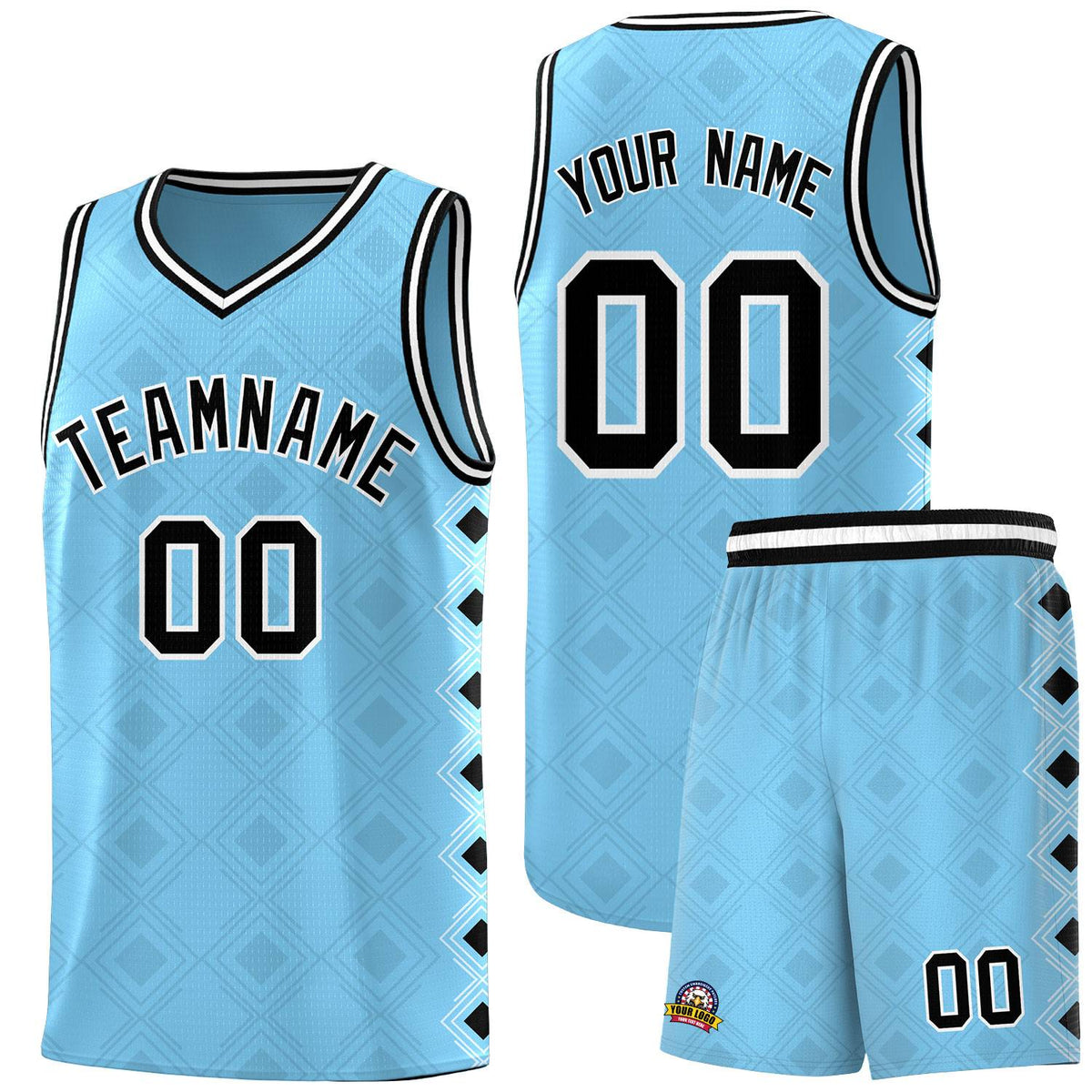 Custom Light Blue Side Blocks Sports Uniform Basketball Jersey|KXKSHOP