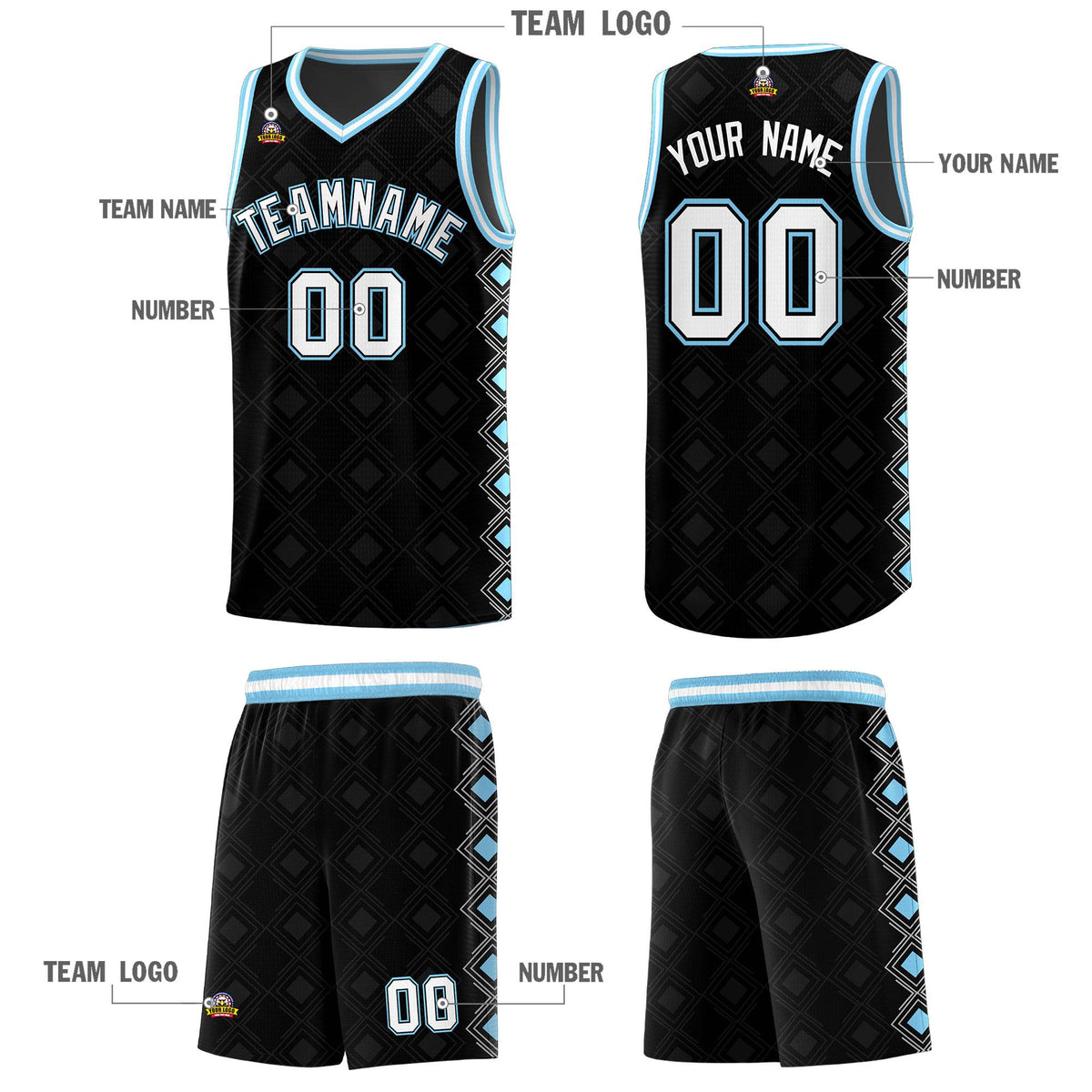 Custom Black Side Blocks Sports Uniform Basketball Jersey|KXKSHOP