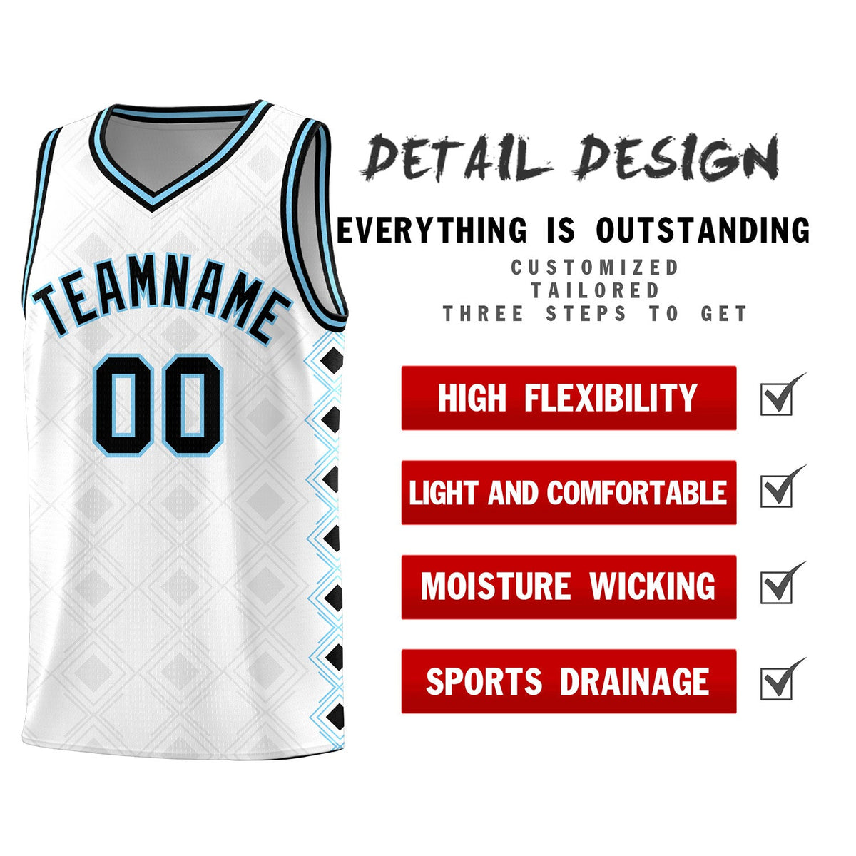 Custom White Side Blocks Sports Uniform Basketball Jersey|KXKSHOP