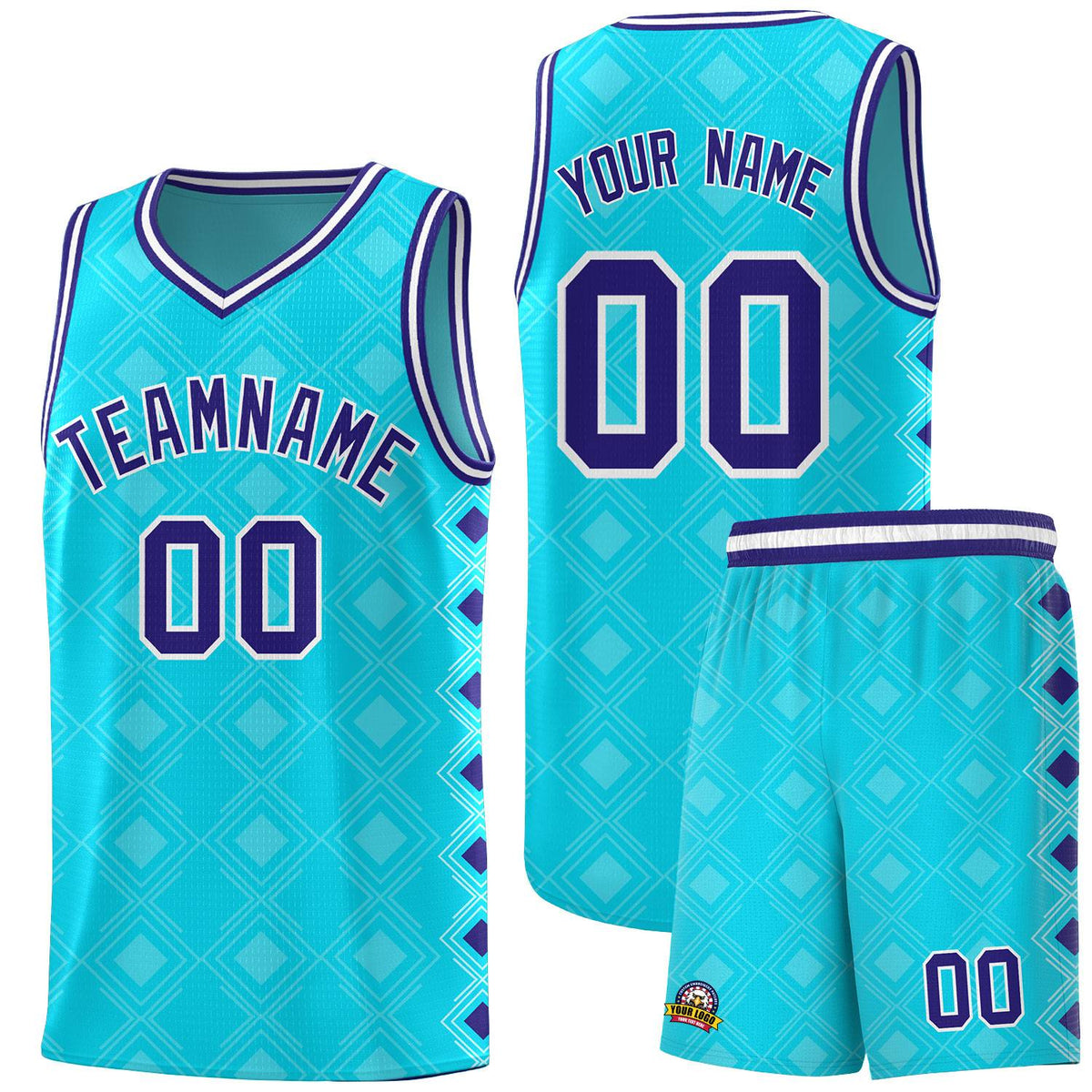 Custom Sky Blue Side Blocks Sports Uniform Basketball Jersey|KXKSHOP