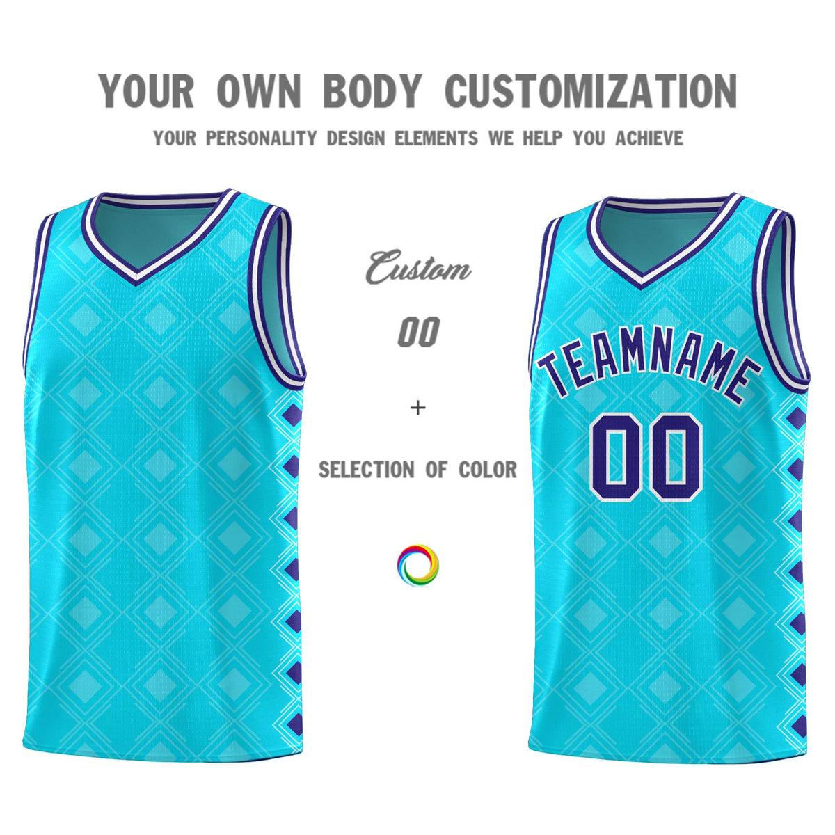 Custom Sky Blue Side Blocks Sports Uniform Basketball Jersey|KXKSHOP