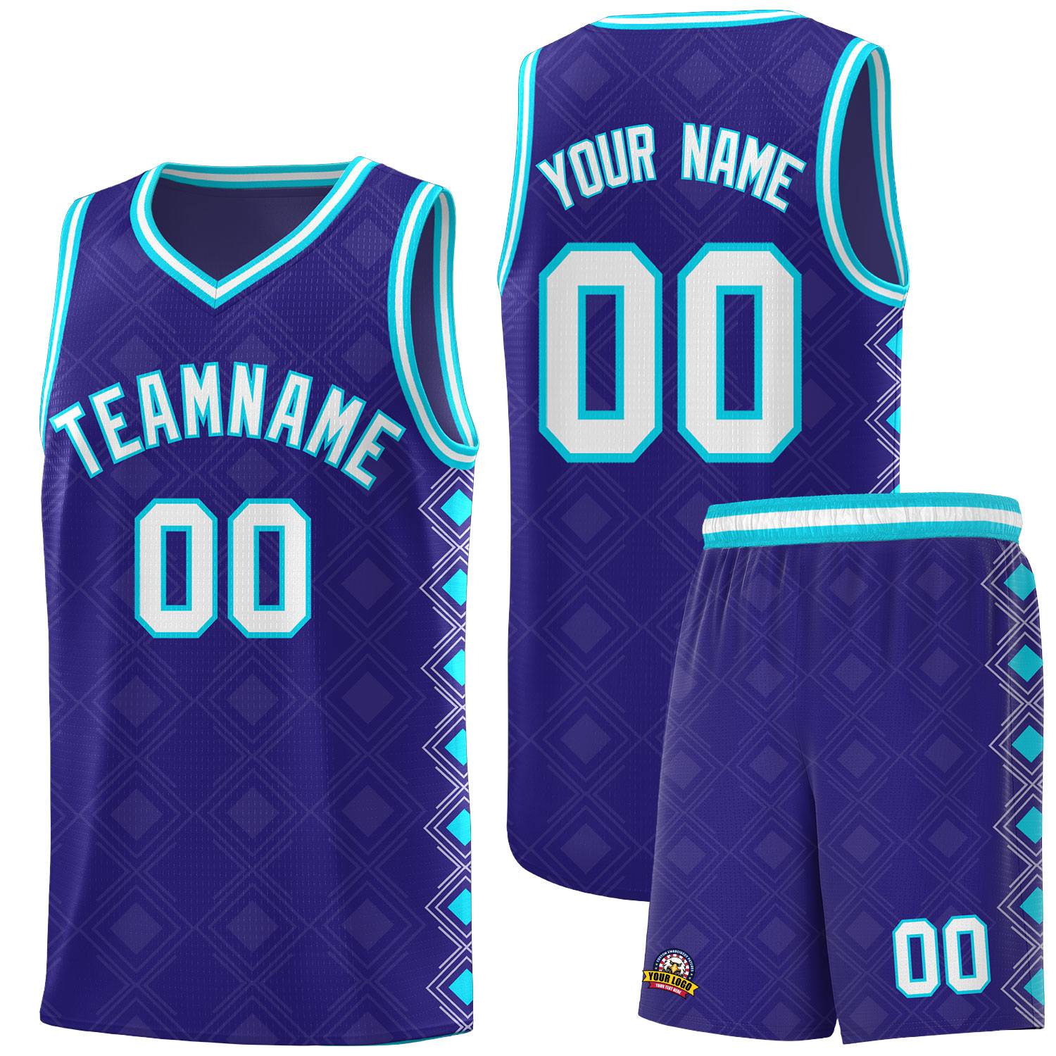 Custom Royal Side Blocks Sports Uniform Basketball Jersey|KXKSHOP