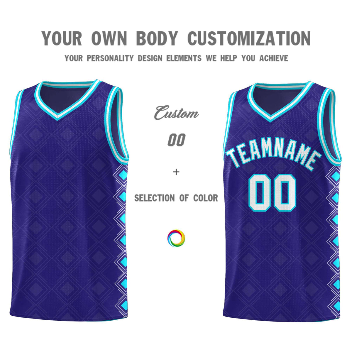 Custom Royal Side Blocks Sports Uniform Basketball Jersey|KXKSHOP