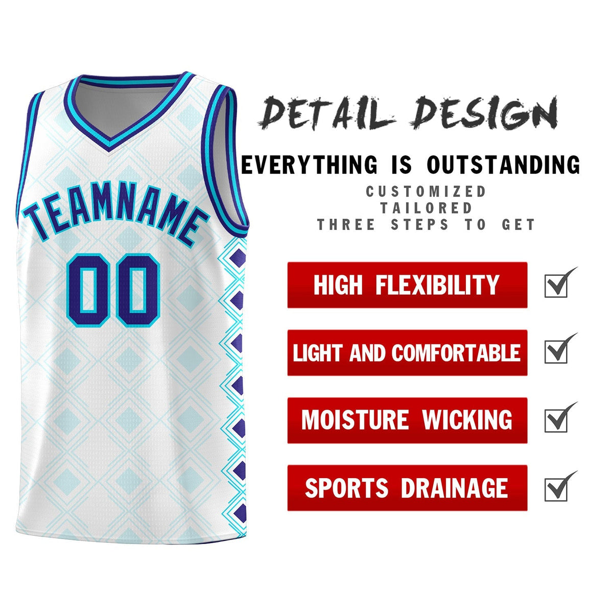 Custom White Side Blocks Sports Uniform Basketball Jersey|KXKSHOP
