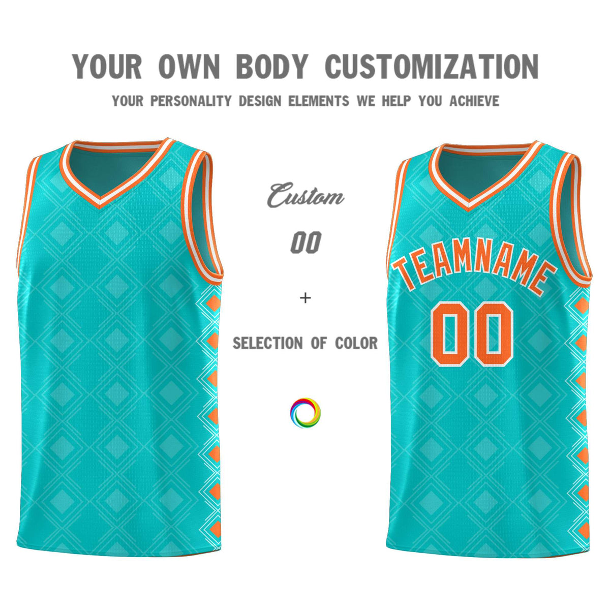 Custom Aqua Side Blocks Sports Uniform Basketball Jersey|KXKSHOP