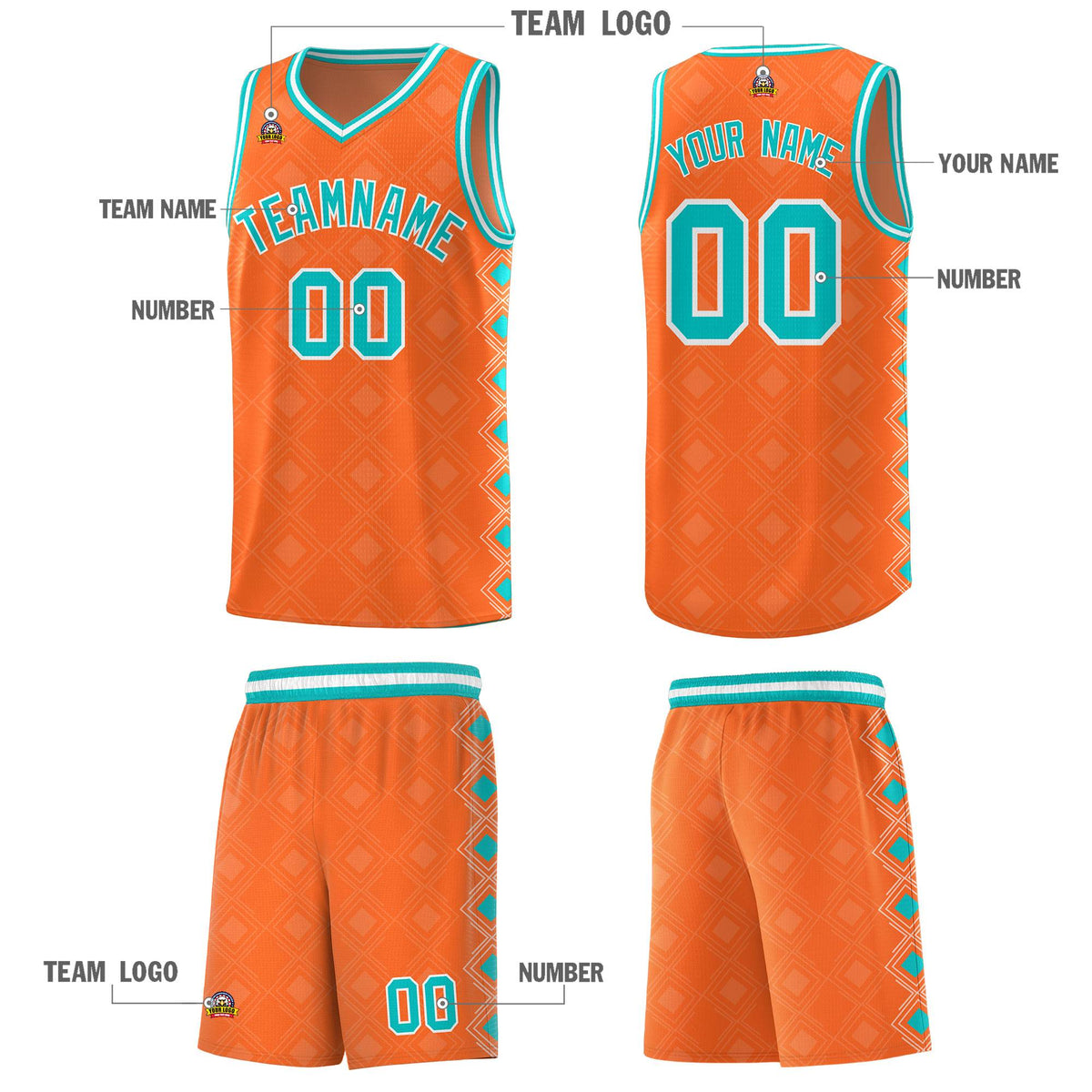 Custom Orange Side Blocks Sports Uniform Basketball Jersey|KXKSHOP