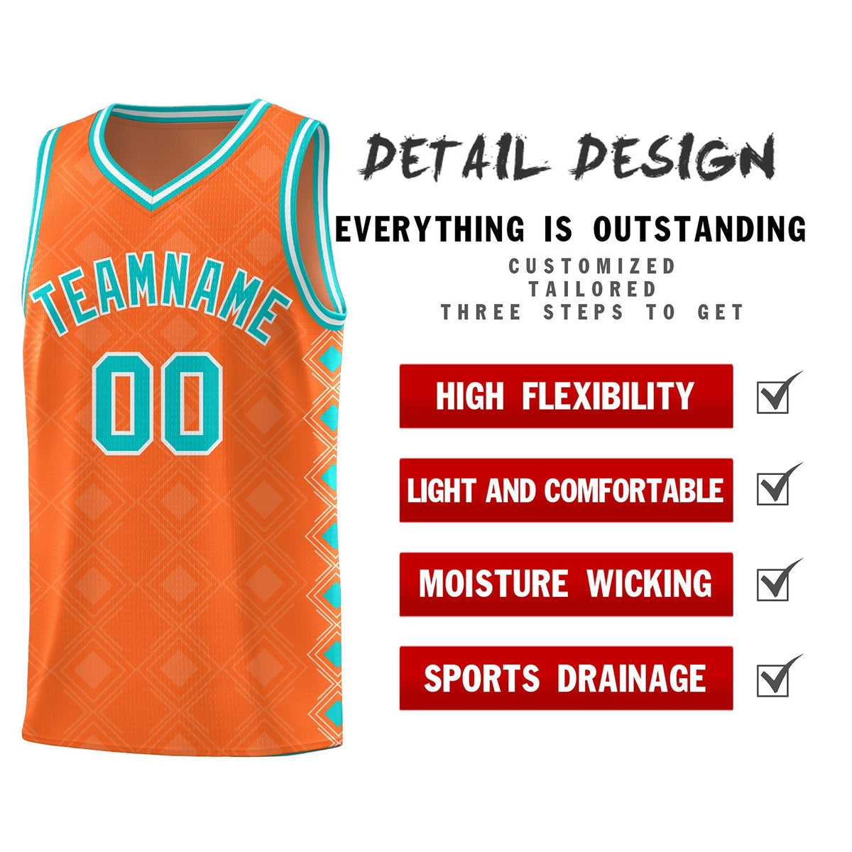 Custom Orange Side Blocks Sports Uniform Basketball Jersey|KXKSHOP