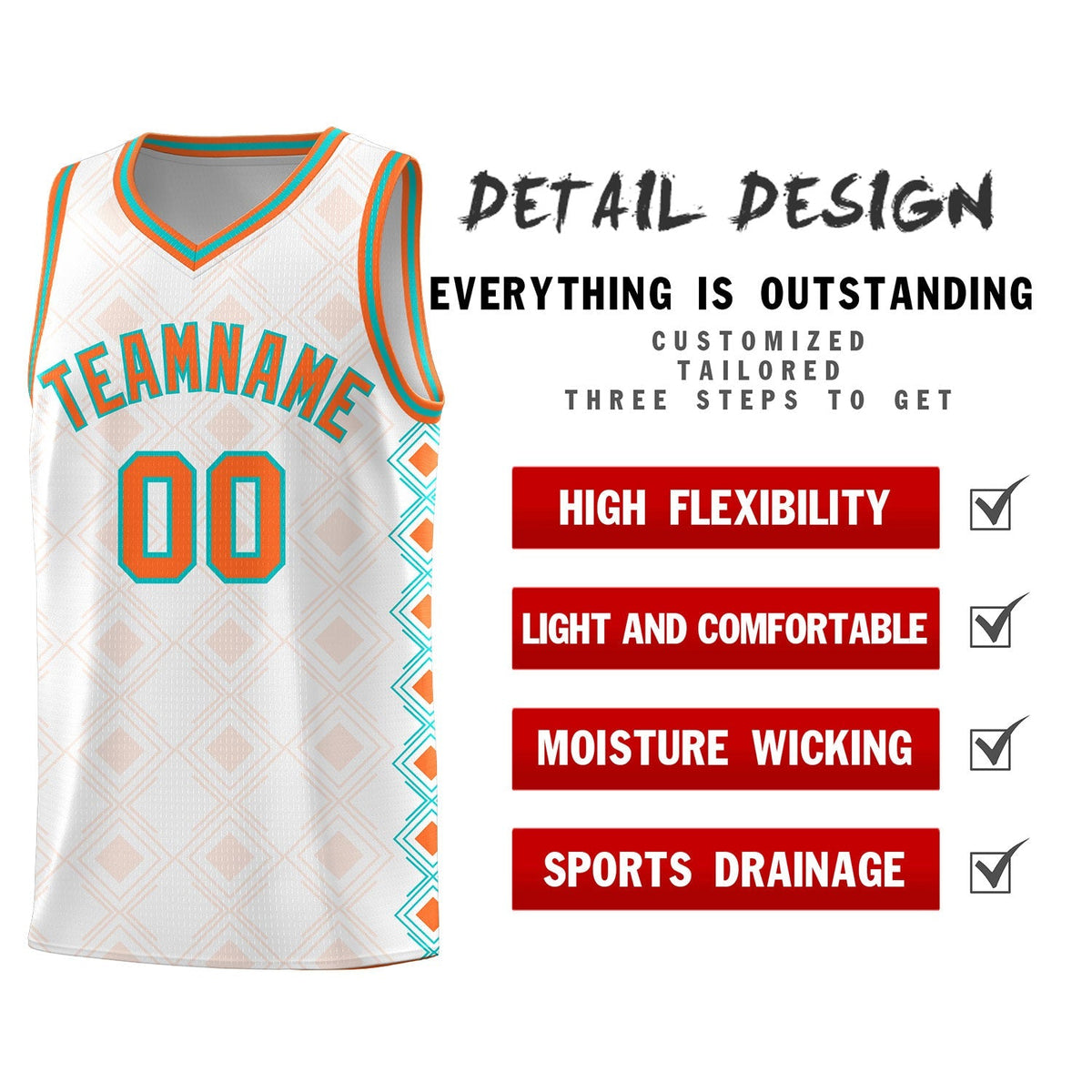 Custom White Side Blocks Sports Uniform Basketball Jersey|KXKSHOP