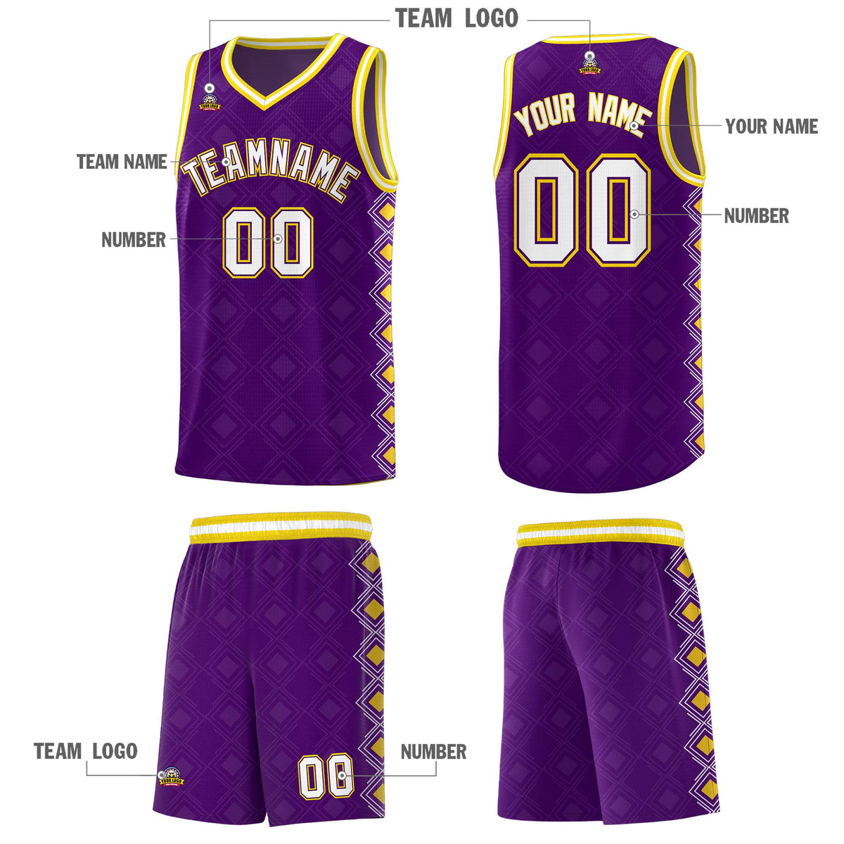 Custom Purple Side Blocks Sports Uniform Basketball Jersey|KXKSHOP