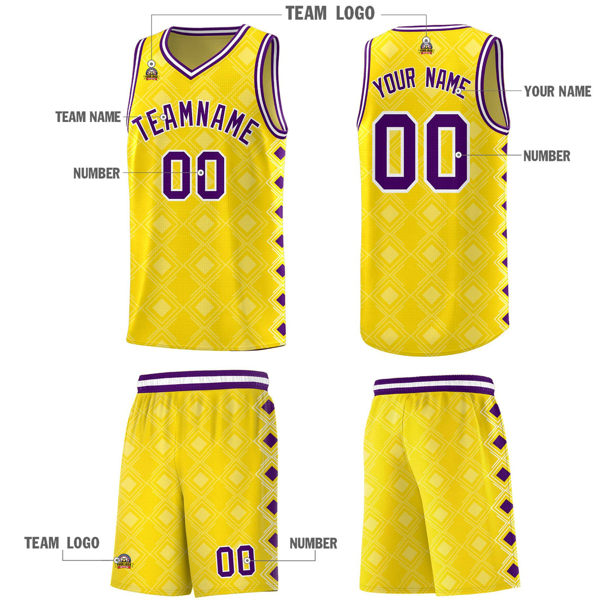 Custom Gold Side Blocks Sports Uniform Basketball Jersey|KXKSHOP