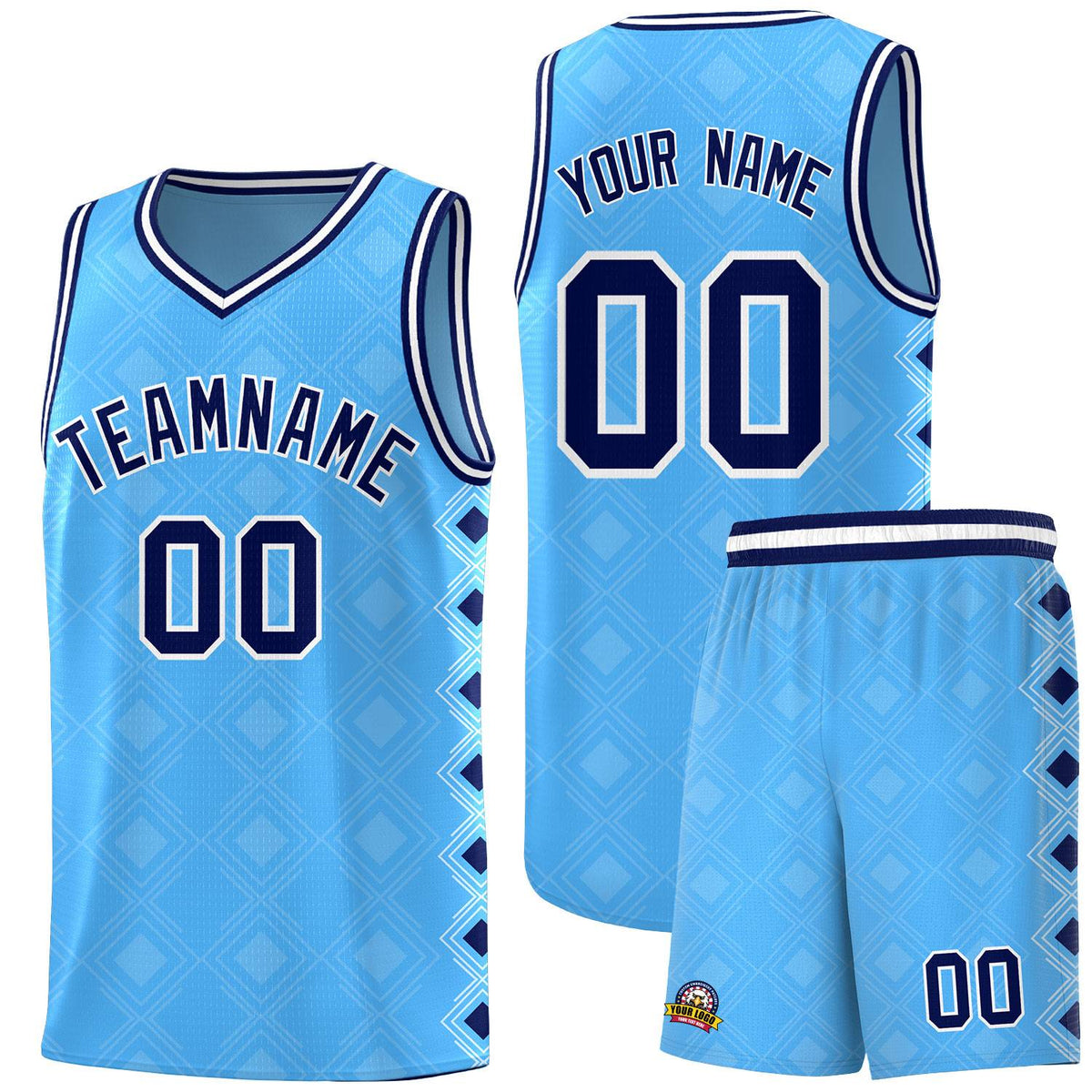 Custom Light Blue Side Blocks Sports Uniform Basketball Jersey|KXKSHOP