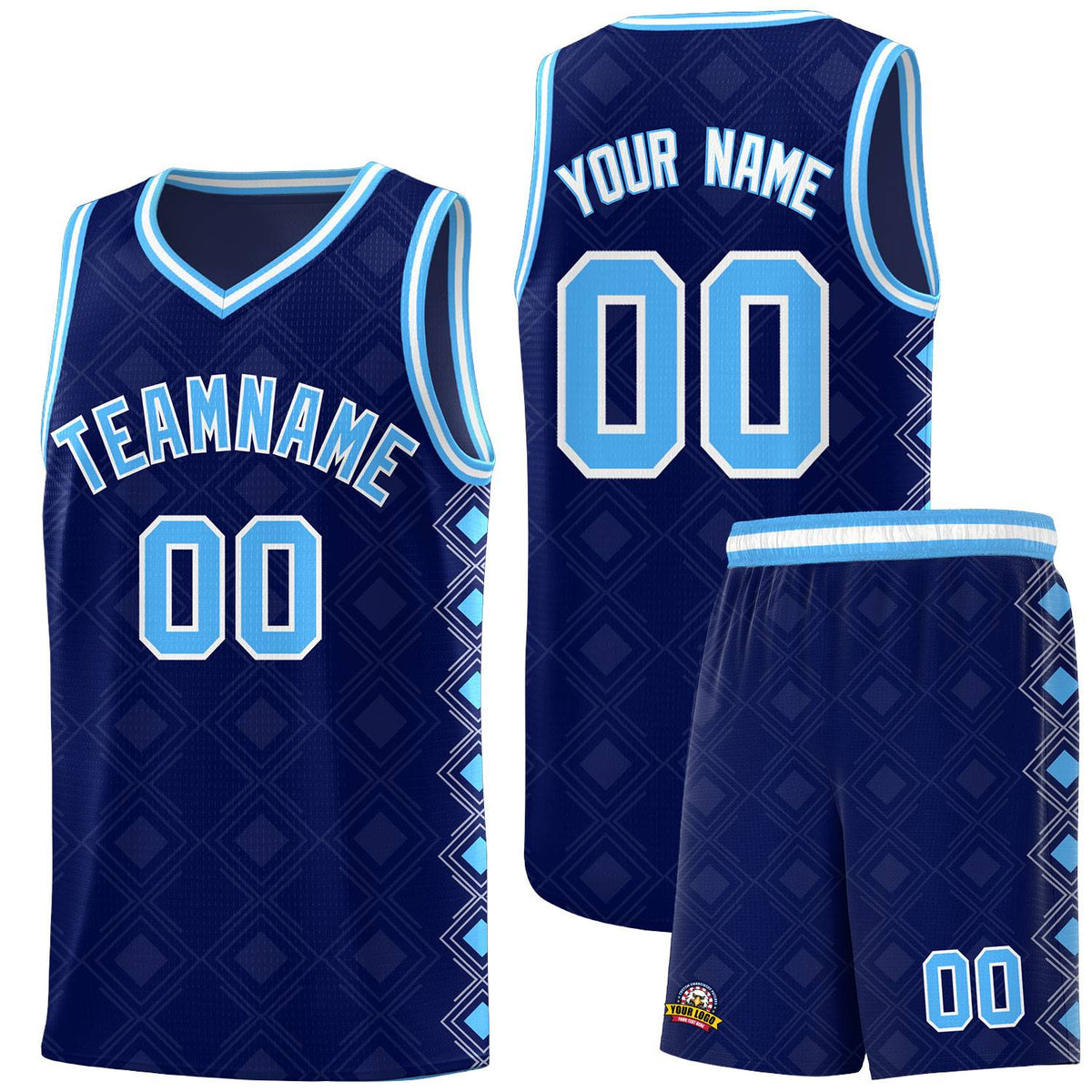 Custom Navy Side Blocks Sports Uniform Basketball Jersey|KXKSHOP