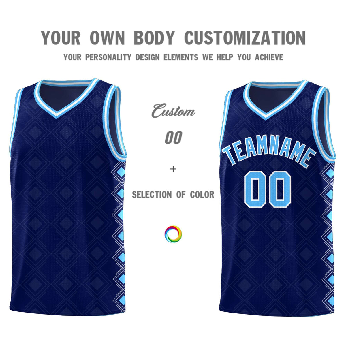 Custom Navy Side Blocks Sports Uniform Basketball Jersey|KXKSHOP