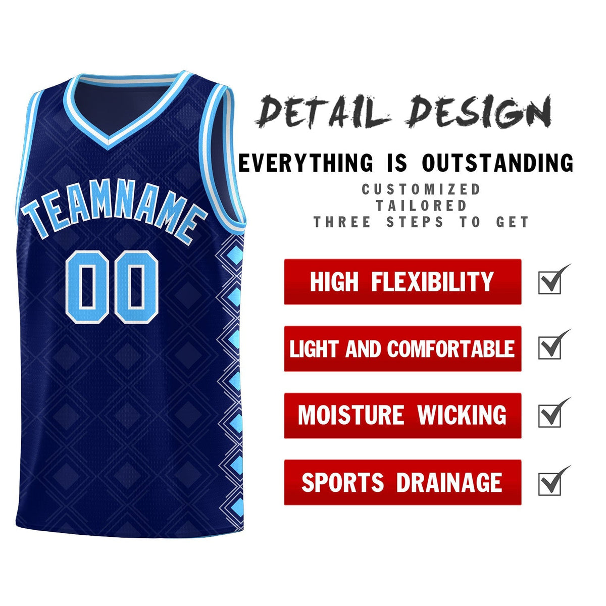 Custom Navy Side Blocks Sports Uniform Basketball Jersey|KXKSHOP