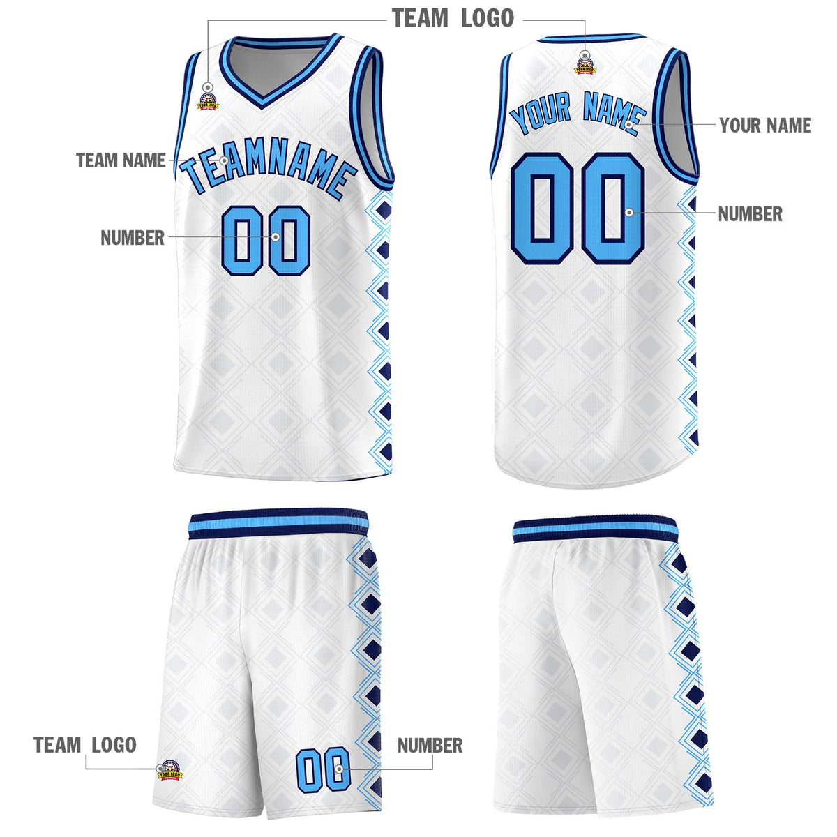 Custom White Side Blocks Sports Uniform Basketball Jersey|KXKSHOP