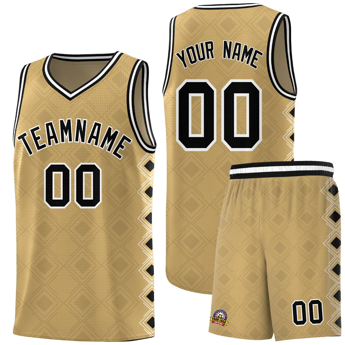 Custom Old Gold Side Blocks Sports Uniform Basketball Jersey|KXKSHOP