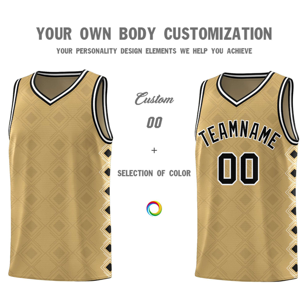 Custom Old Gold Side Blocks Sports Uniform Basketball Jersey|KXKSHOP