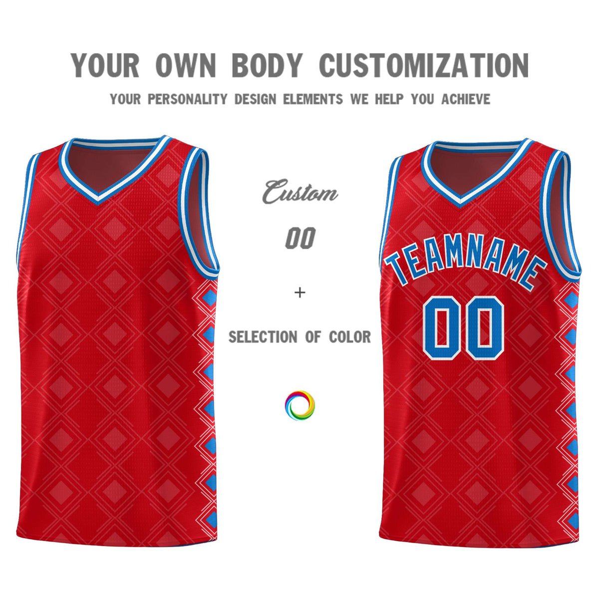 Custom Red Side Blocks Sports Uniform Basketball Jersey|KXKSHOP