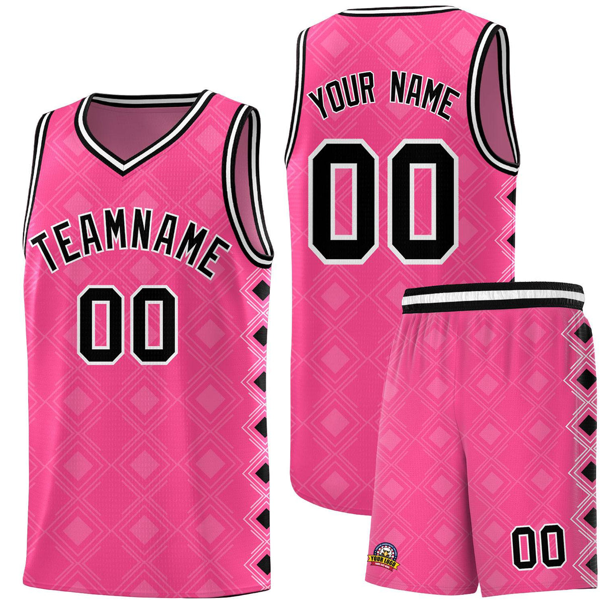 Custom Pink Side Blocks Sports Uniform Basketball Jersey|KXKSHOP