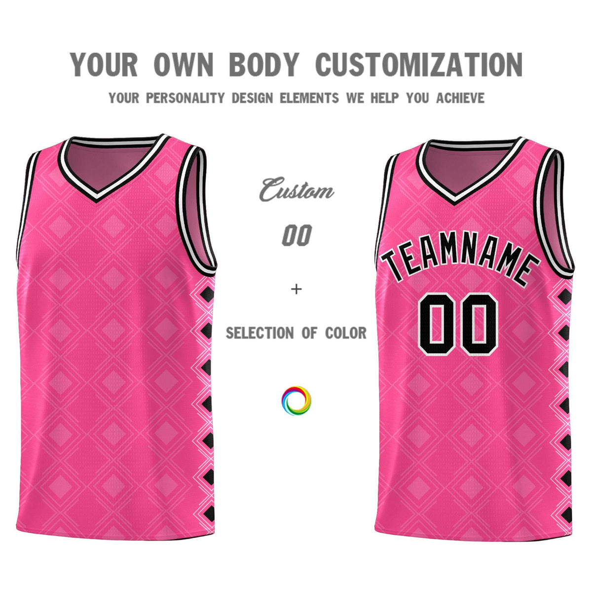 Custom Pink Side Blocks Sports Uniform Basketball Jersey|KXKSHOP