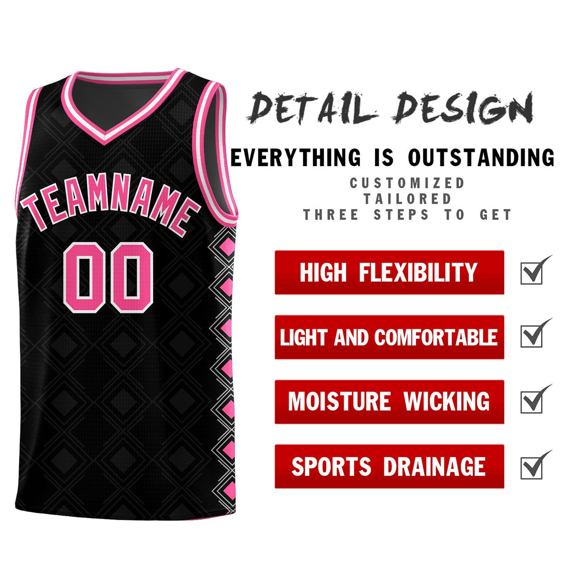 Custom Black Side Blocks Sports Uniform Basketball Jersey|KXKSHOP