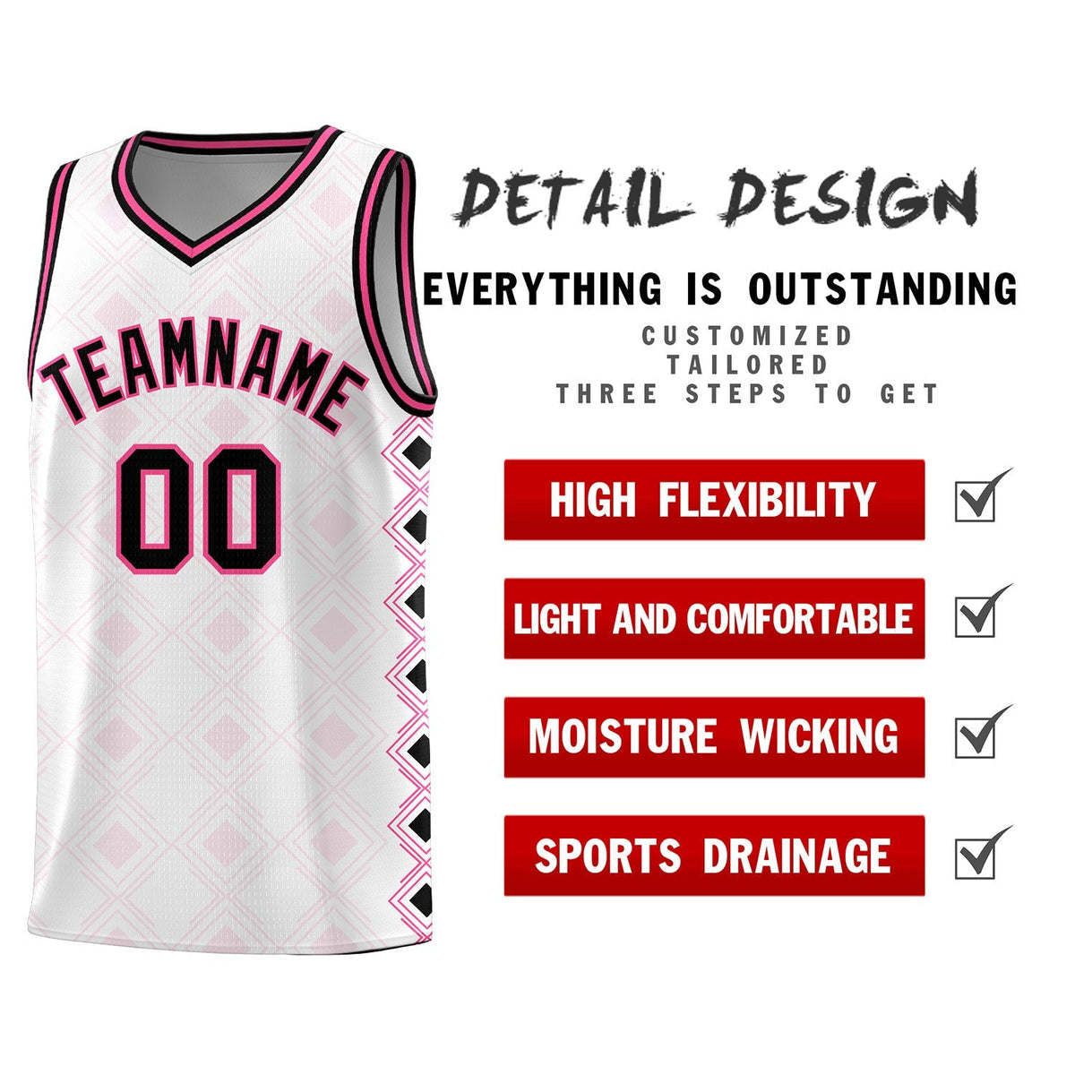 Custom White Side Blocks Sports Uniform Basketball Jersey|KXKSHOP
