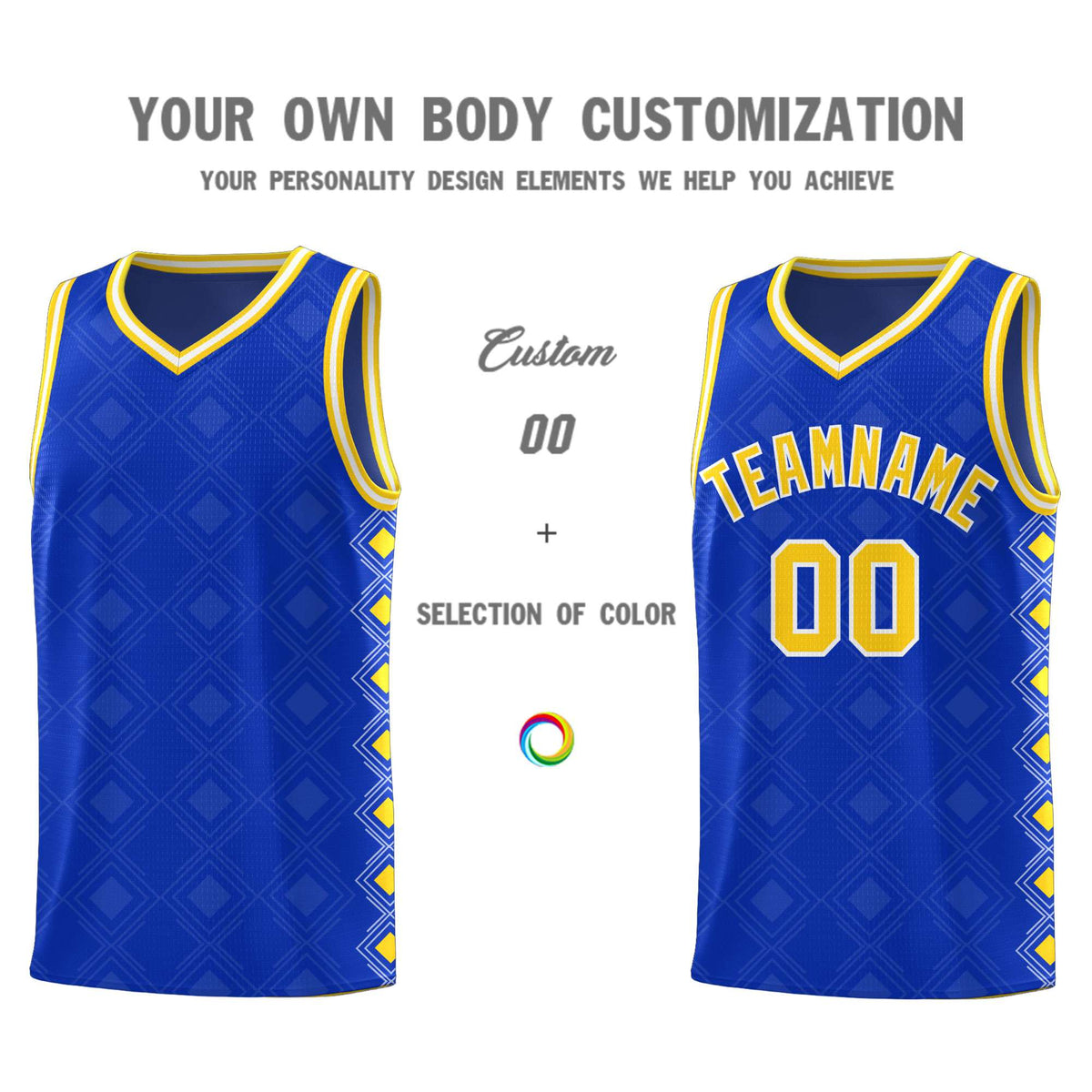 Custom Royal Side Blocks Sports Uniform Basketball Jersey|KXKSHOP