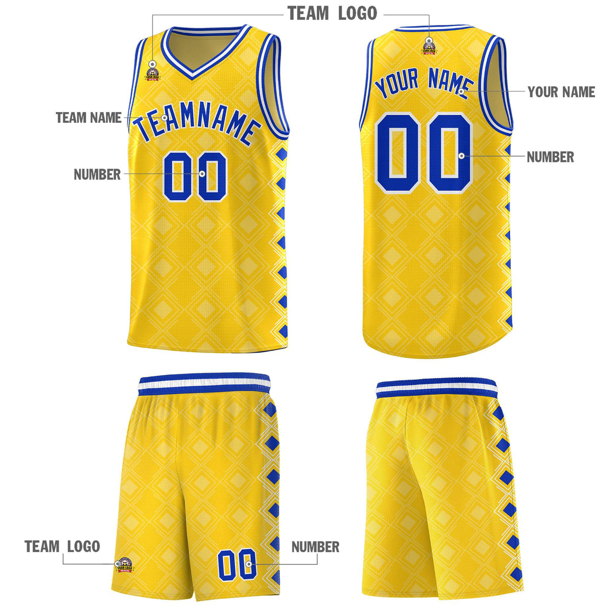 Custom Gold Side Blocks Sports Uniform Basketball Jersey|KXKSHOP