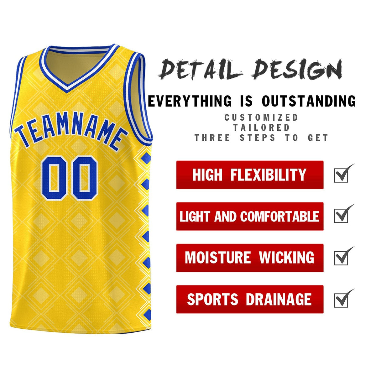 Custom Gold Side Blocks Sports Uniform Basketball Jersey|KXKSHOP