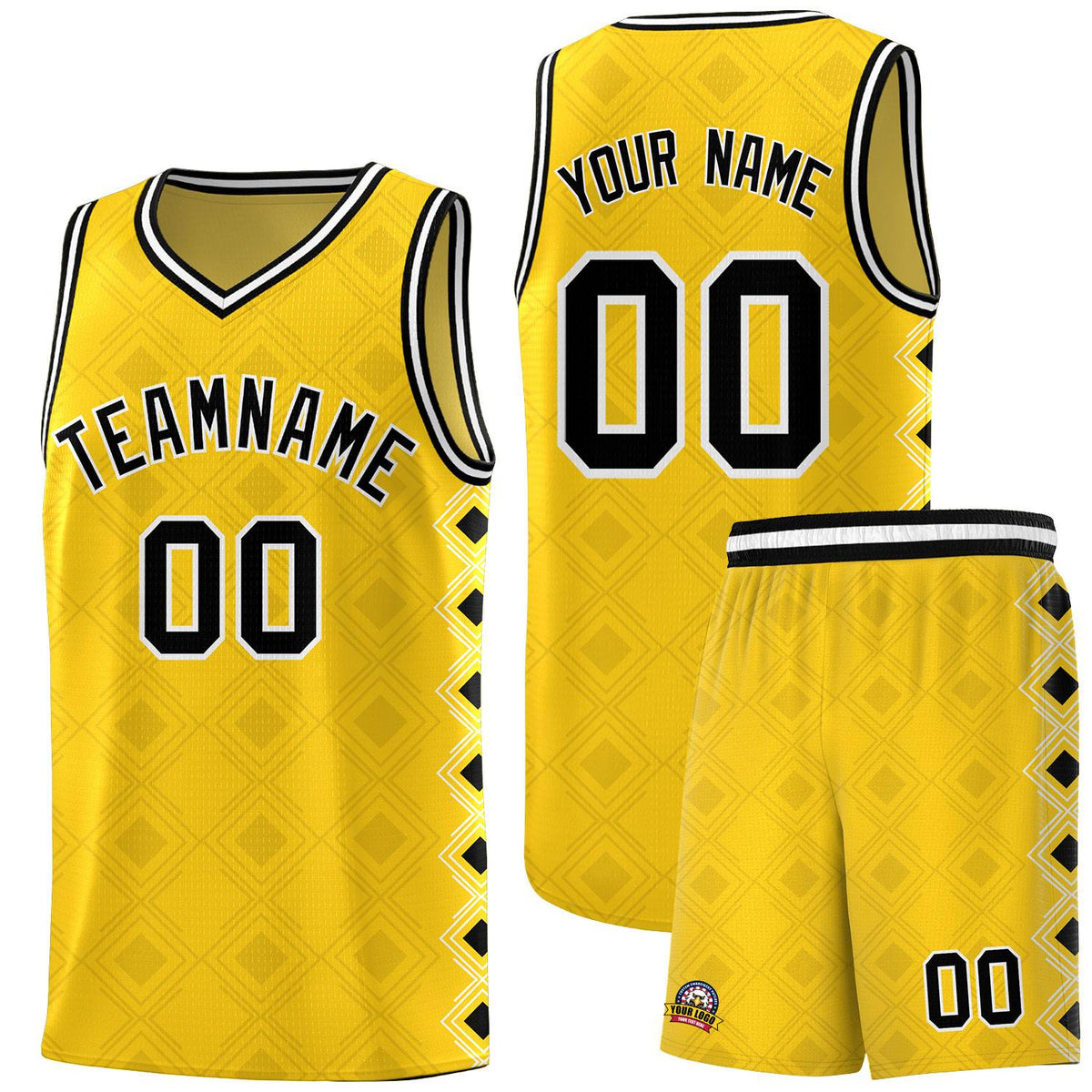Custom Gold Side Blocks Sports Uniform Basketball Jersey|KXKSHOP