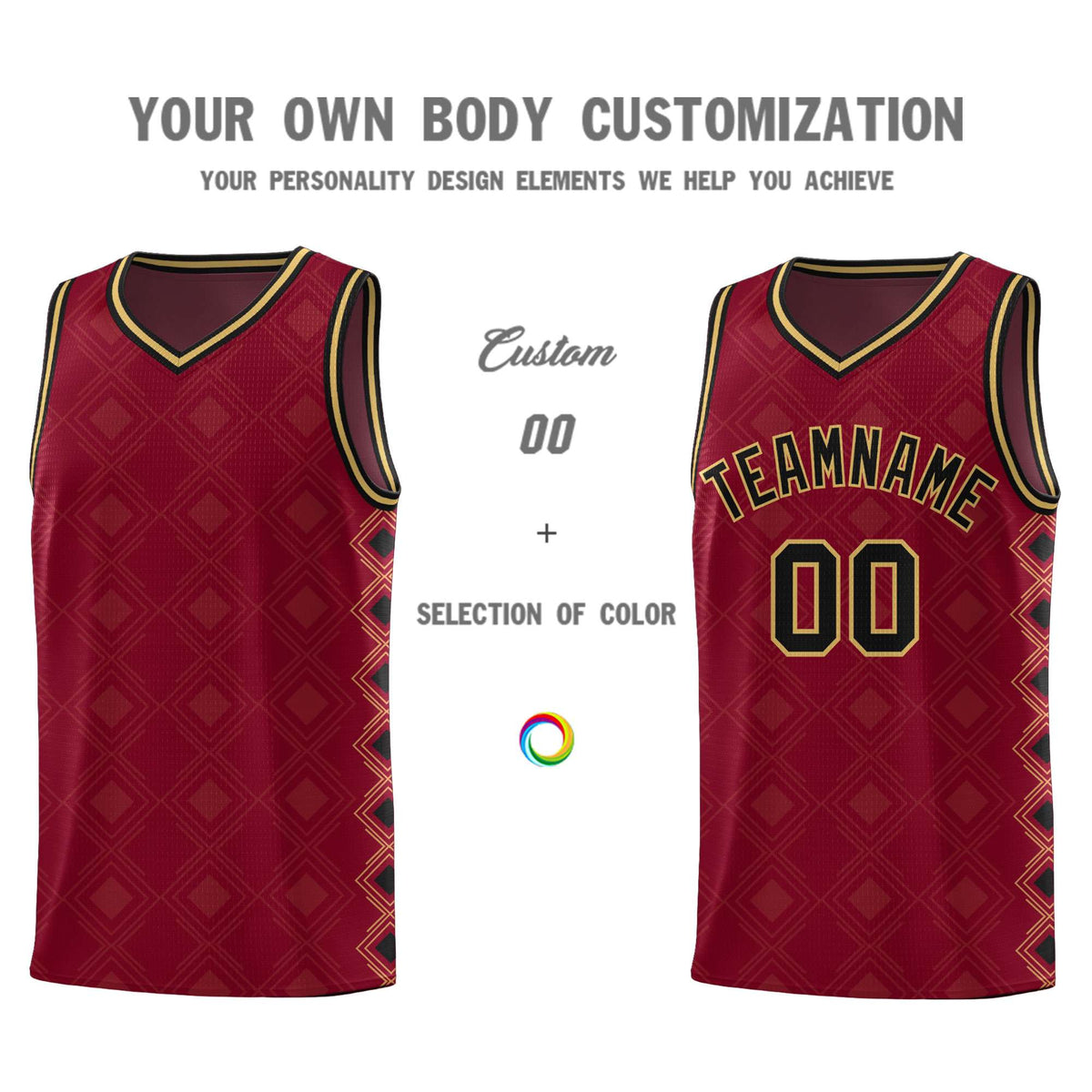 Custom Crimson Side Blocks Sports Uniform Basketball Jersey|KXKSHOP