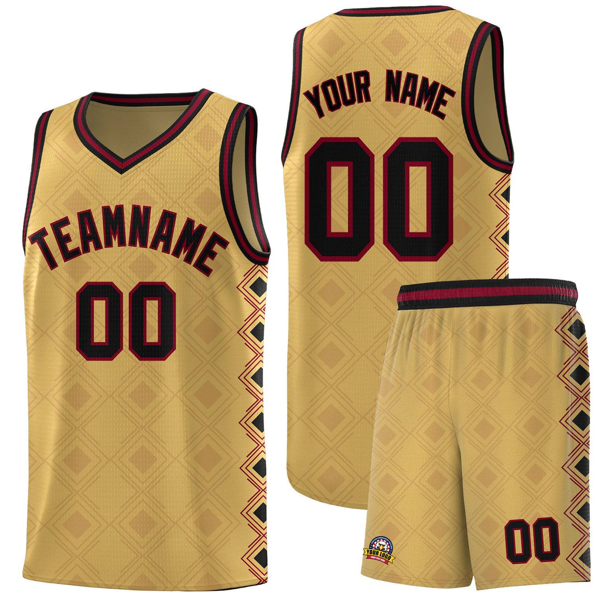 Custom Old Gold Side Blocks Sports Uniform Basketball Jersey|KXKSHOP
