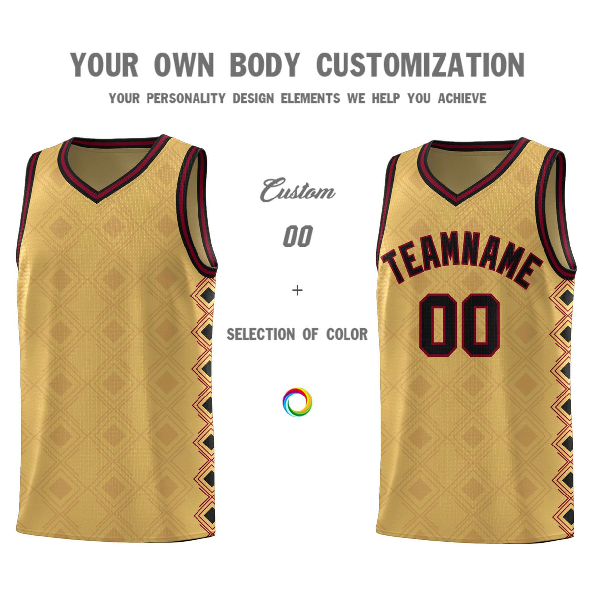 Custom Old Gold Side Blocks Sports Uniform Basketball Jersey|KXKSHOP