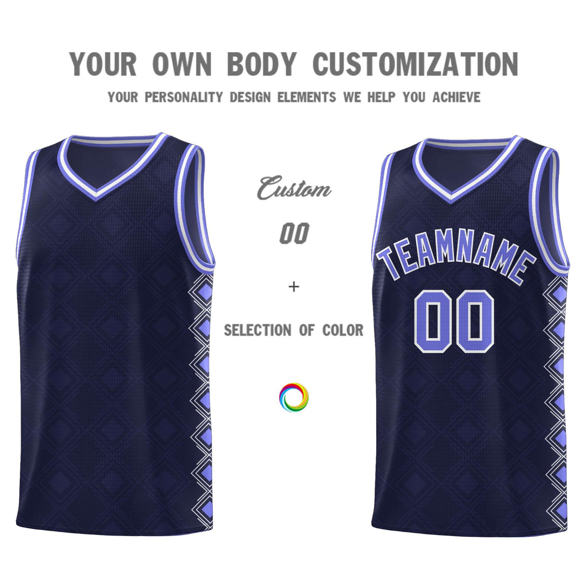 Custom Navy Side Blocks Sports Uniform Basketball Jersey|KXKSHOP