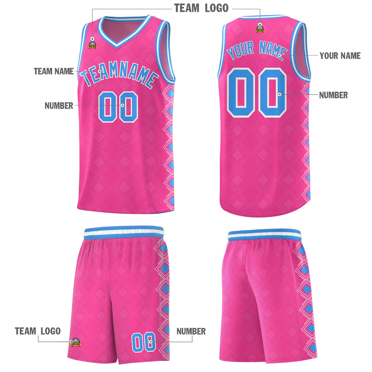 Custom Pink Side Blocks Sports Uniform Basketball Jersey|KXKSHOP