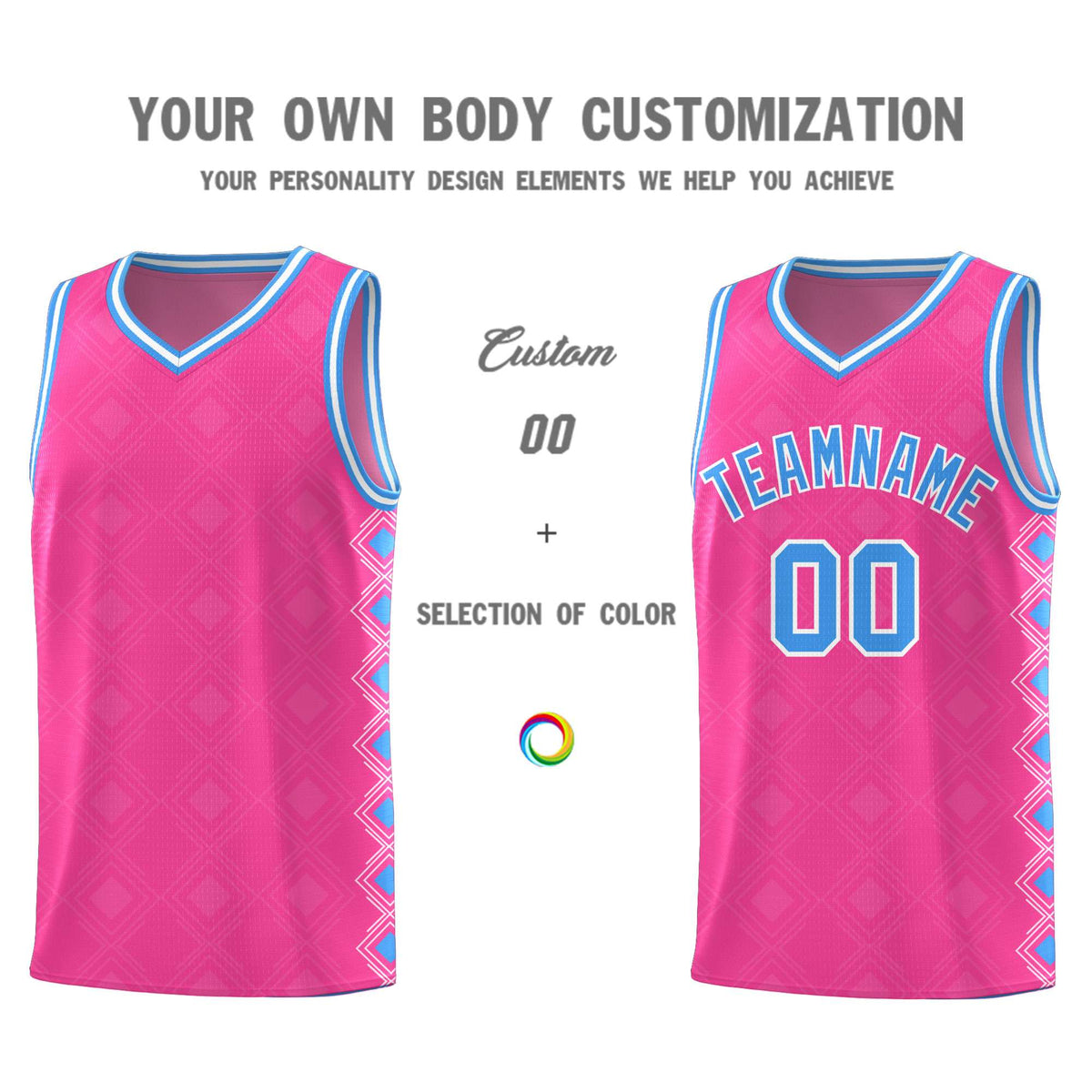 Custom Pink Side Blocks Sports Uniform Basketball Jersey|KXKSHOP