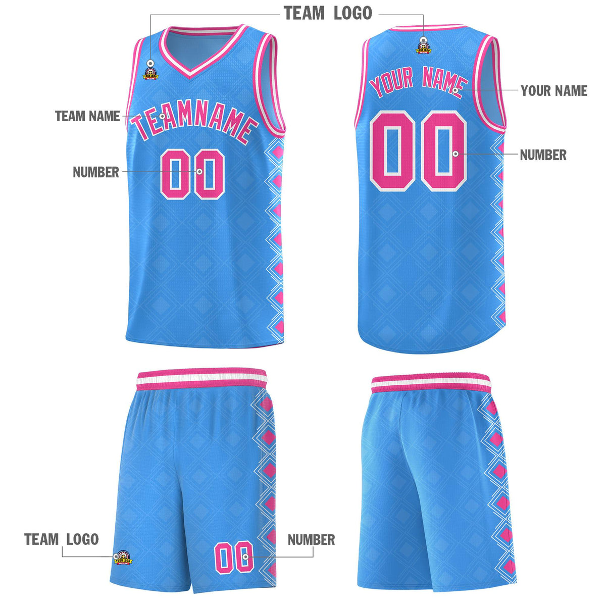 Custom Light Blue Side Blocks Sports Uniform Basketball Jersey|KXKSHOP
