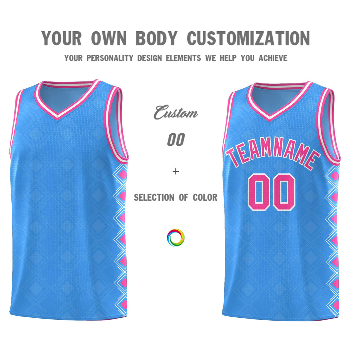 Custom Light Blue Side Blocks Sports Uniform Basketball Jersey|KXKSHOP