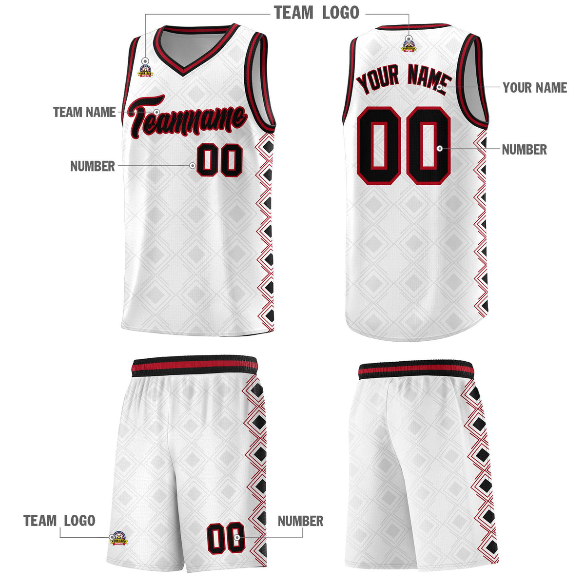 Custom White Side Blocks Sports Uniform Basketball Jersey|KXKSHOP