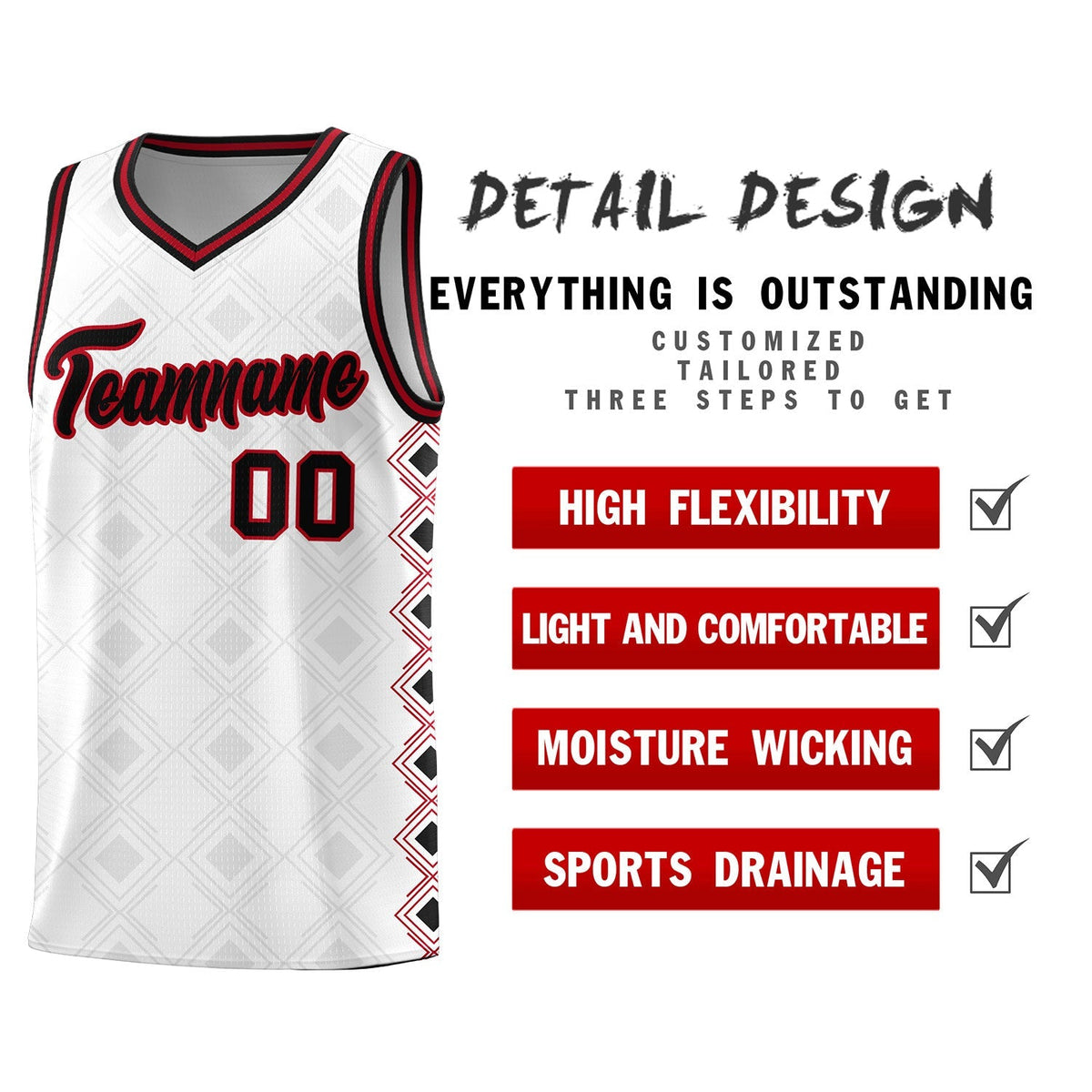 Custom White Side Blocks Sports Uniform Basketball Jersey|KXKSHOP