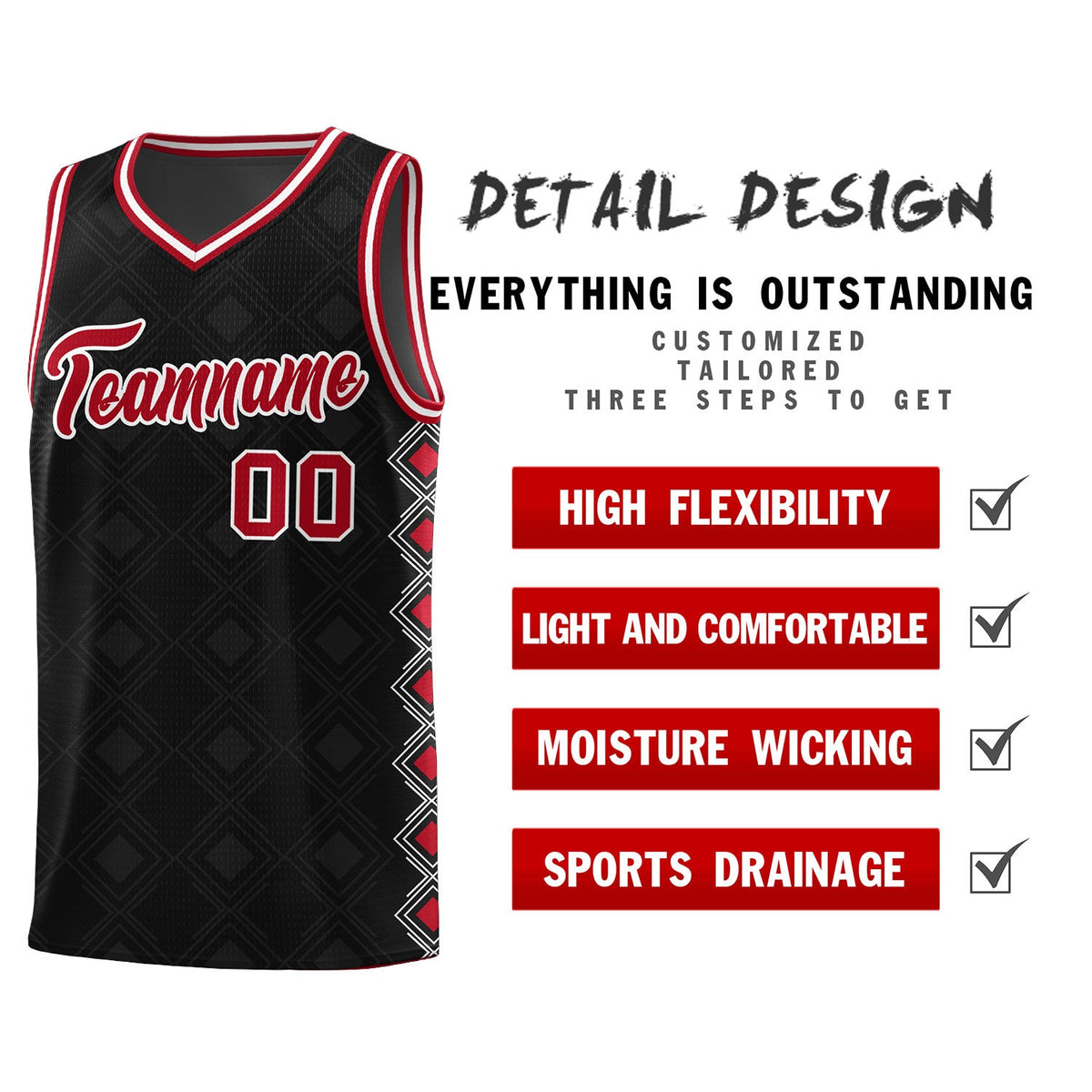 Custom Black Side Blocks Sports Uniform Basketball Jersey|KXKSHOP