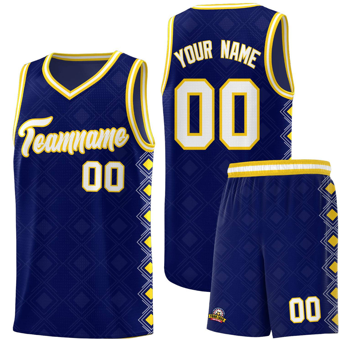 Custom Navy Side Blocks Sports Uniform Basketball Jersey|KXKSHOP