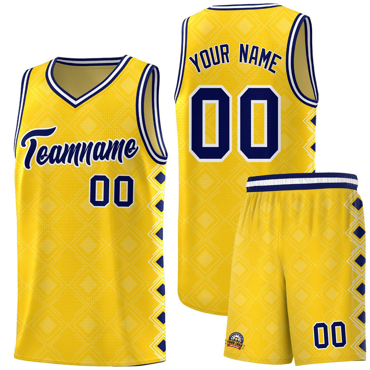 Custom Gold Side Blocks Sports Uniform Basketball Jersey|KXKSHOP