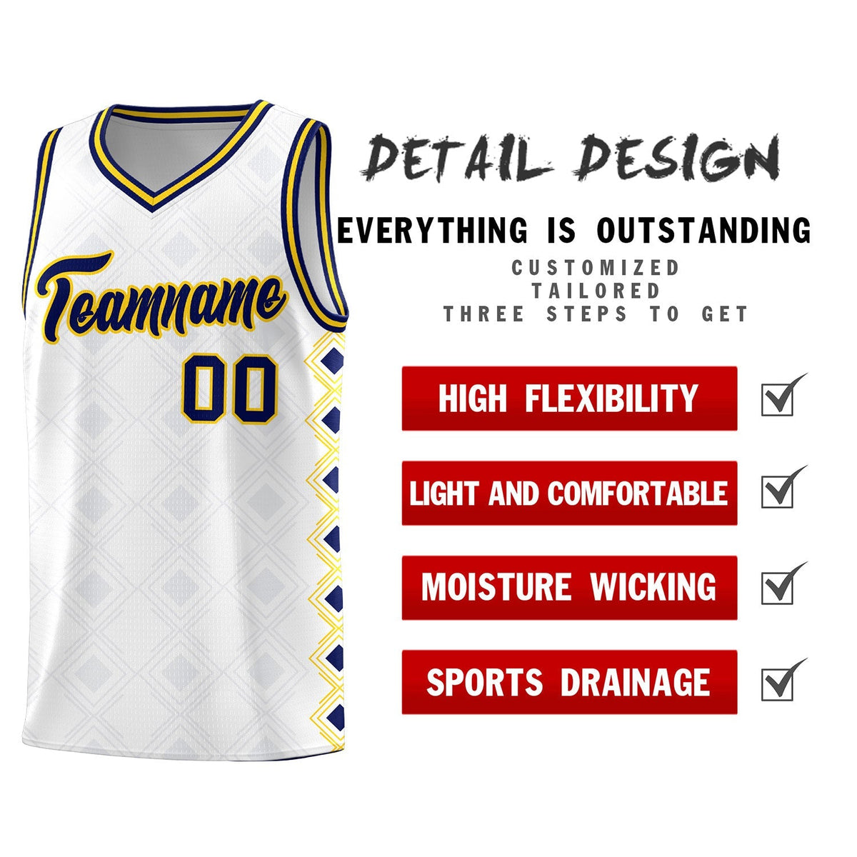 Custom White Side Blocks Sports Uniform Basketball Jersey|KXKSHOP