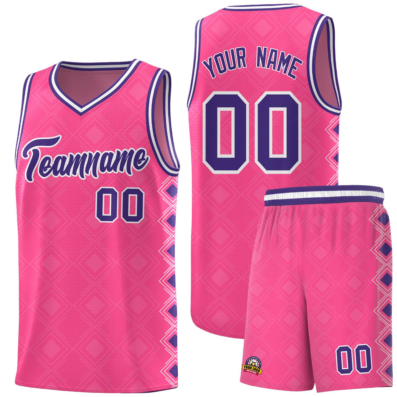 Custom Pink Side Blocks Sports Uniform Basketball Jersey|KXKSHOP