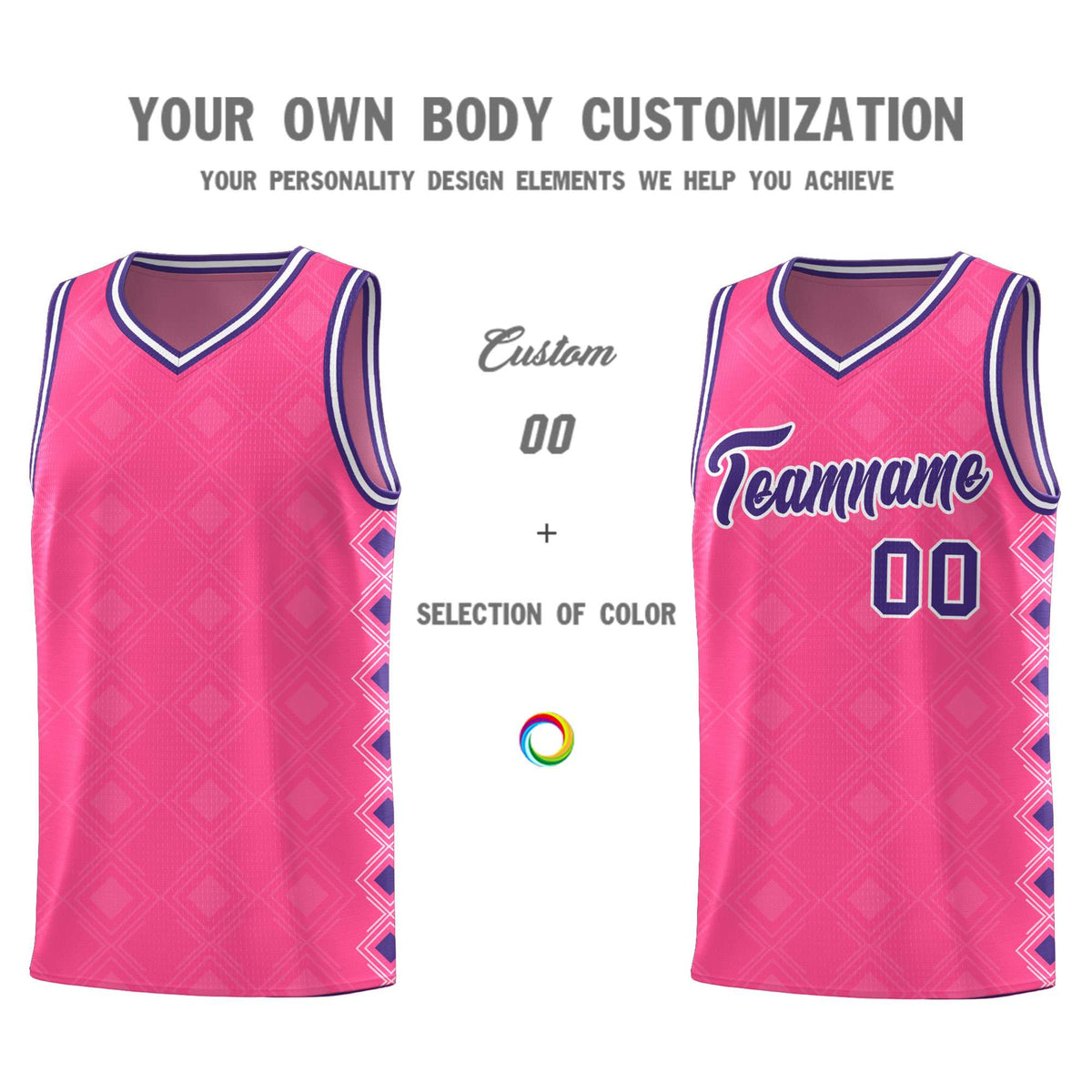 Custom Pink Side Blocks Sports Uniform Basketball Jersey|KXKSHOP