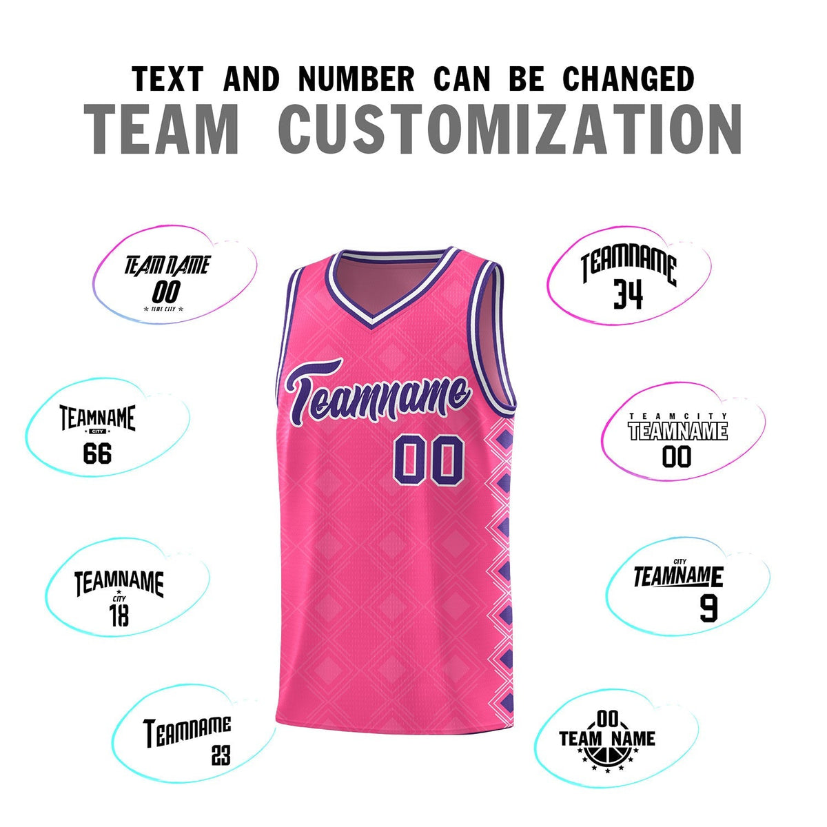 Custom Pink Side Blocks Sports Uniform Basketball Jersey|KXKSHOP