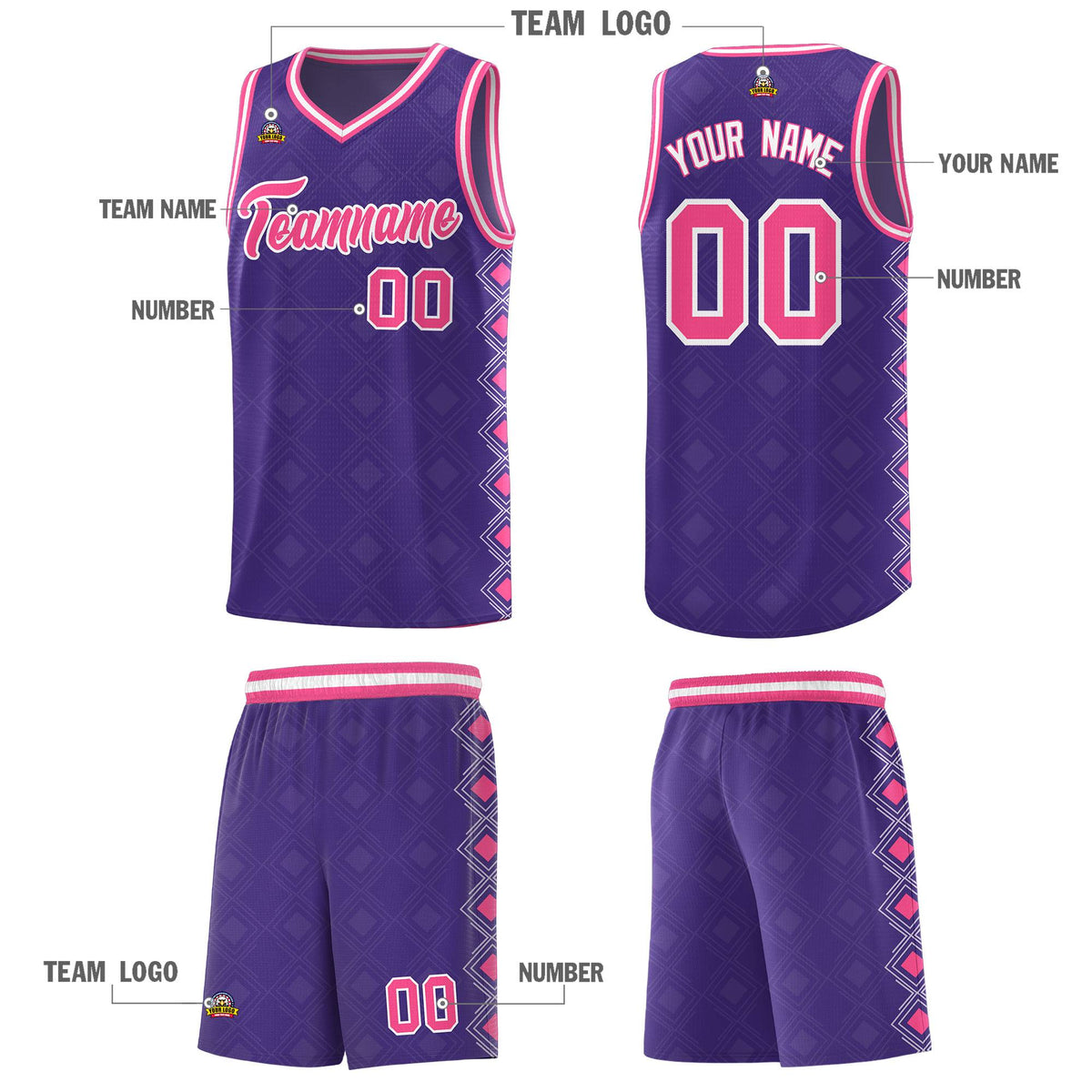 Custom Purple Side Blocks Sports Uniform Basketball Jersey|KXKSHOP